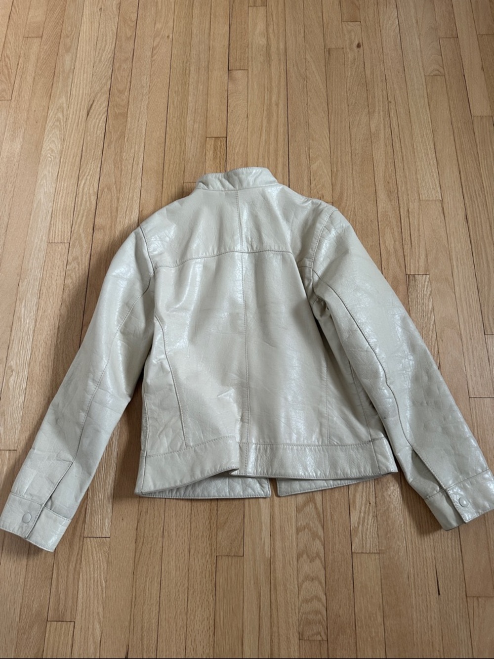 Vintage 90s Bod & Christensen cream leather moto jacket - Picture 10 of 14